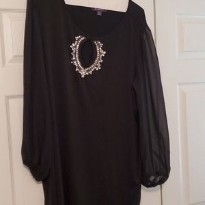 Black plus size jeweled tunic 2x